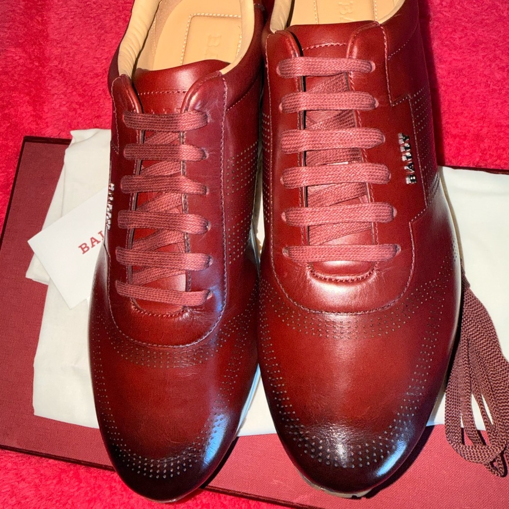 Bally Burgundy Leather Sneakers - Picture 11 of 16